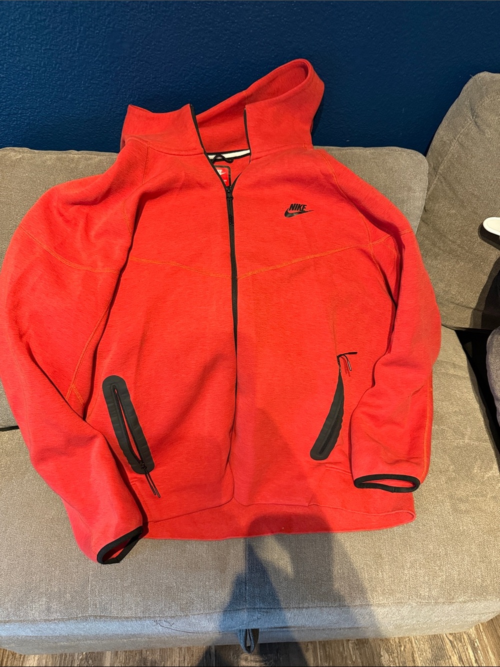 Nike Tech Red Lightweight Full-Zip Shirt Jacket with Black Trim